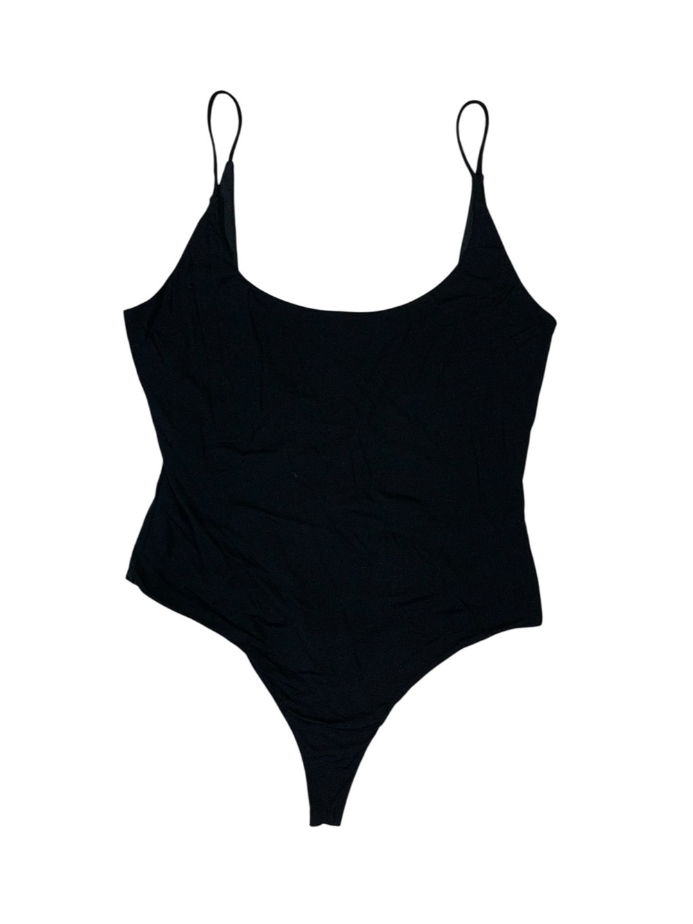 Privacy Please Black Scoop Neck Thong Bodysuit L Minimalist Going Out Top